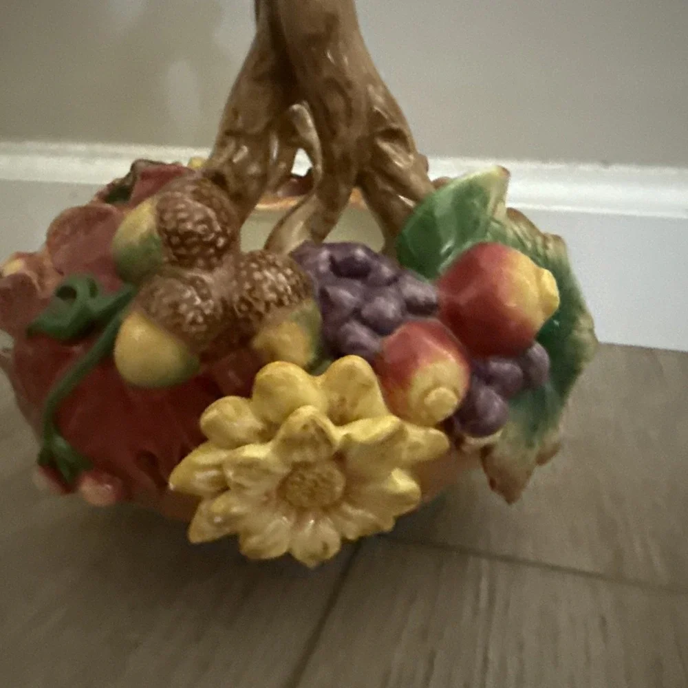 Fitz and Floyd Harvest Heritage Ceramic Pumpkin Basket Retired